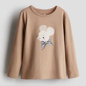 H&M Girls Zoe Shirt Beige/Mouse - Toddler 3/4T